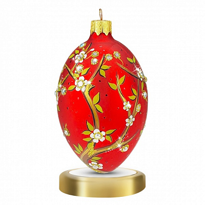 Ялинкова іграшка Нефритовий цвіт 11 см червоний FJ003