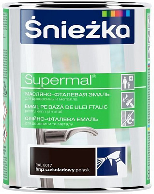 Эмаль Sniezka масляно-фталевая Supermal шоколадно-коричневый глянец 0,8л