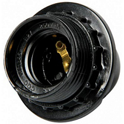 Патрон бакелитовый E.Next E27 с гайкой черный