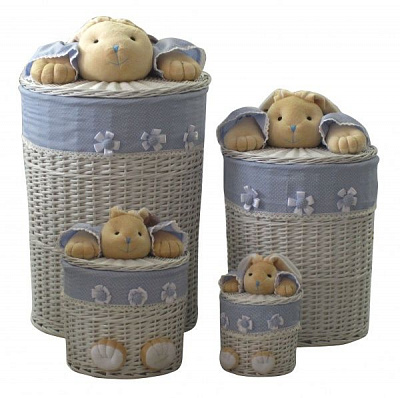 Корзина плетеная с текстилем Tony Bridge Basket детская 45x60 см JMA11-18RD-1 