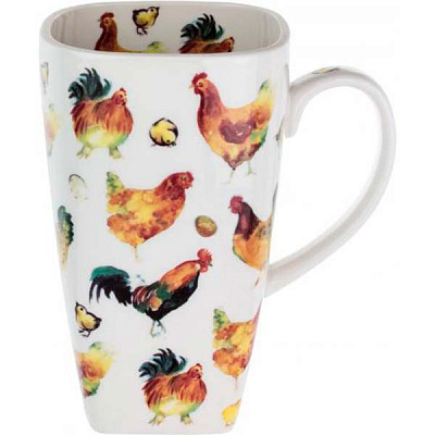 Чашка фарфоровая Петух и курица 720 мл