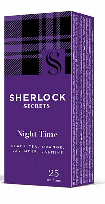 Чай черный Sherlock Secrets ЧАЙ ЧЕРНЫЙ БАЙХОВЫЙ NIGHT TIME SHERLOCK SECRETS К/У 25Х2Г 25 шт. 50 г 
