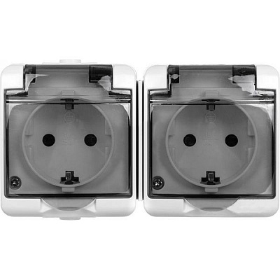 Розетка подвійна із заземленням HausMark Gardena без шторок з кришкою білий HSN-SCP.H2C44G2WGC-WH