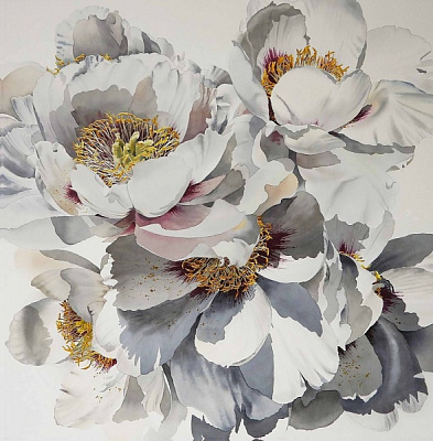 Репродукция Белые пионы 50x50 см Арт Фемелі 