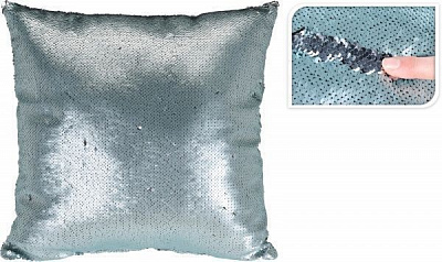 Подушка декоративна з паєтками блакитна 43х43 см