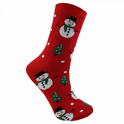 Шкарпетки махрові унісекс Premier Socks Новий рік Ялинки та сніжинки р. 18–20 червоний