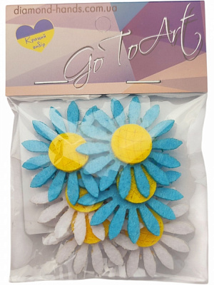 Декор из фетра GoToArt Ромашка 4 см 6 шт. 125419 белый/голубой