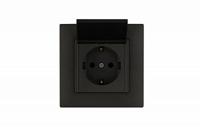 Розетка с крышкой с заземлением Makel Rizz IP20 дымчатый 88050029