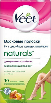 Восковые полоски Veet Naturals с маслом Ши 10 шт./уп.