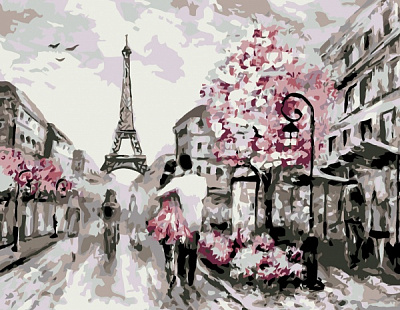 Набор, техника акриловая живопись по номерам Нежное свидание. Париж 35х45 см Rosa Start 