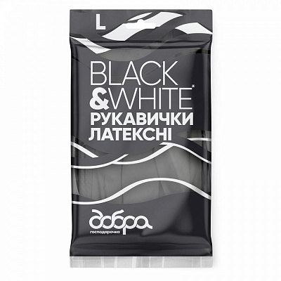 Перчатки латексные Добра господарочка Black & White стандартные р.L 1 пар/уп.