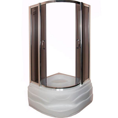 Душова кабіна Korra K-222 900x900x2025 профіль хром, скло чайне