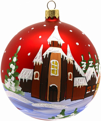 Шар стеклянный d100 Пейзаж 3 100 мм красный