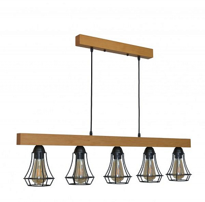 Подвес Геотон Крона 0529-5 5x60 Вт E27 дерево светлое 48750 