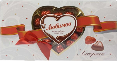 Конфеты Любимов Шоколадные сердечки ассорти 225 г (4820075503345) 