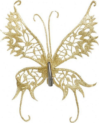 Декорация новогодняя Бабочка 17x21 см SD16-025G золотистая