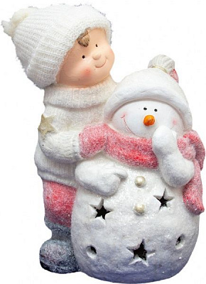 Декоративная новогодняя фигура Мальчик и Снеговик 40,5 см 