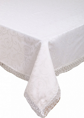 Скатерть с гипюром KDK 140x180 см кремовый Karna 