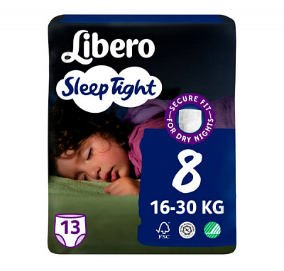 Подгузники-трусики Libero Sleep Tight 8 16-30 кг 13 шт.