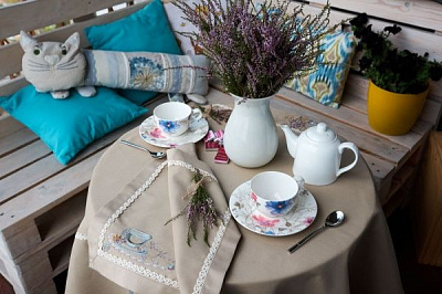 Комплект салфеток Эдельвика с кантом «Time for tea» 344-17/0 30x40 см льняной 