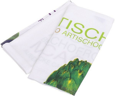 Набір рушників кухонних Артишок + Баклажан 2 шт. 40x60 см Homeline білий із малюнком