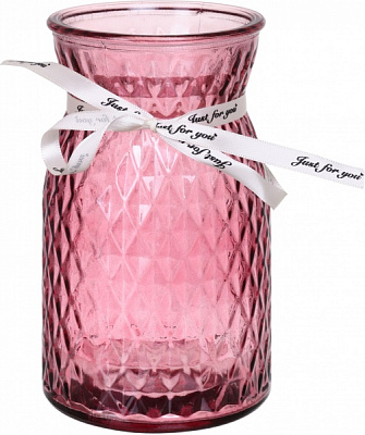 Ваза скляна рожева Crystal Sandy 18 см YIWU