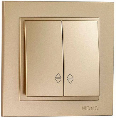 Вимикач прохідний двоклавішний Mono Despina без підсвітки 10 А 250В титан 102-222223-111