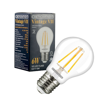 Лампа світлодіодна Светкомплект VII 6 Вт A60 прозора E27 220 В 3000 К