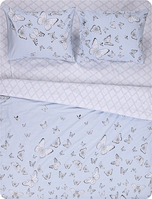 Комплект постельного белья butterflies 2.0 голубой с белым Ibodo 