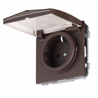 Розетка влагозащищенная с заземлением Siemens Style 2P+Z ШУКО IP20 шоколадный 5UH12884CH