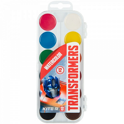 Краски акварельные медовые Transformers 12 цветов TF23-061 KITE