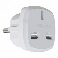 Переходник британский стандарт Neomax с заземлением 1 гн. белый NX1029 