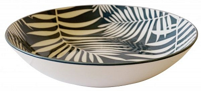 Тарілка для супу VT-P-2200Т Бірюзове листя 650 мл Vittora