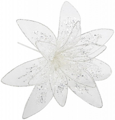 Квітка декоративна Dalian Everglory пуансетія органза з присипкою біла