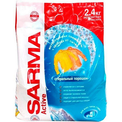 Пральний порошок для машинного та ручного прання SARMA Актив Гірська свіжість 2,4 кг