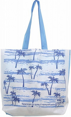Экосумка Пальмы белый с голубым 