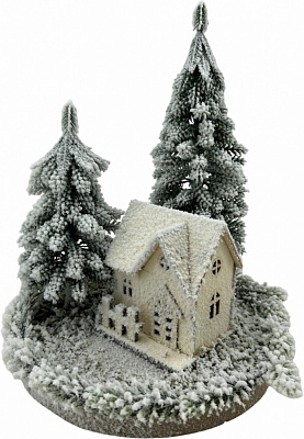 Декорація новорічна хатина у лісі хвойному 20x25 см