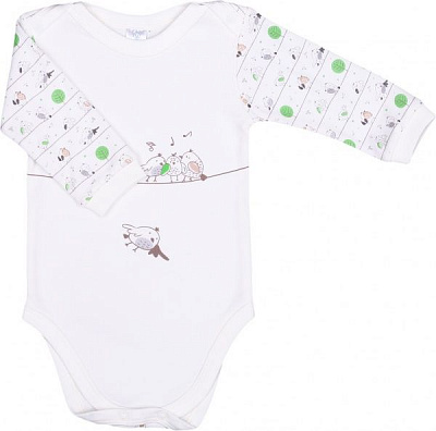 Боді дитяче унісекс Baby Veres Funy sparrows суцільний р.78 молочний