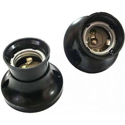 Патрон электрический  ЕМТ фланцевый прямой настенный E27 карболит черный 22-0111