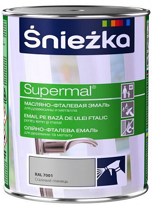 Эмаль Sniezka масляно-фталевая Supermal стальной глянец 0,8л