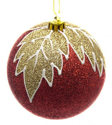 Шар Листья d100 красный/золото