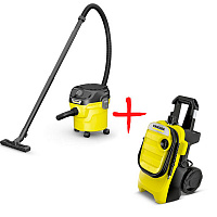 Комплект Karcher мінімийка K 4 Compact + пилосос KWD 1 9.612-311.0