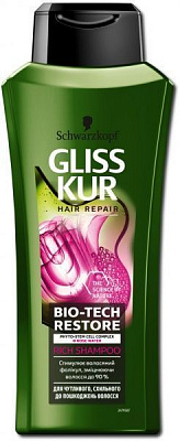 Шампунь Gliss Kur Bio-Tech Restore для чутливого, схильного до пошкодження волосся 400 мл