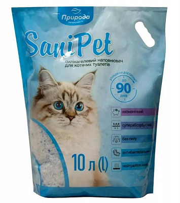 Наповнювач для котячого туалету Природа Sani Pet силікагелевий 10 л 4,2 кг PR243420