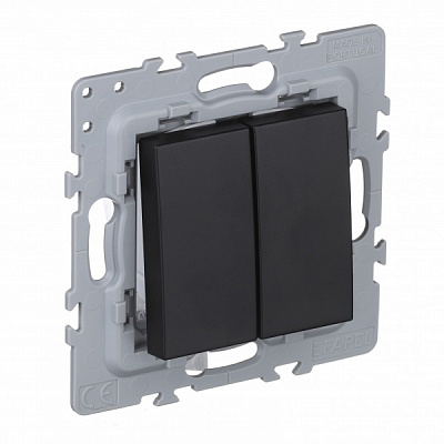 Вимикач двоклавішний Efapel Latina без підсвітки чорний матовий 4710112 SPM