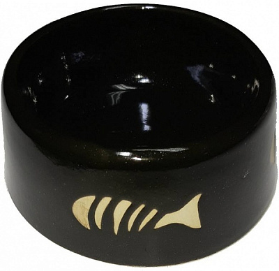 Миска Зручно для тварин 300 мл мальована рибка кераміка чорна