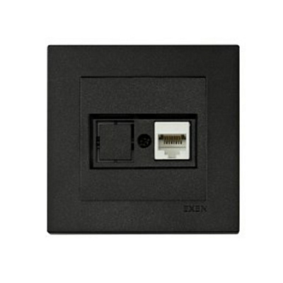 Механизм розетки компьютерная без заземления EXEN Karell IP20 черный 290-001403-253