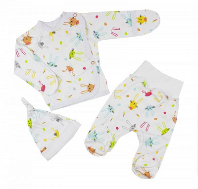 Комплект для новорожденных Маленькие люди Кролики белый р.56–62 
