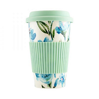 Чашка з кришкою Flower story Blue 440 мл 21-279-063 Keramia