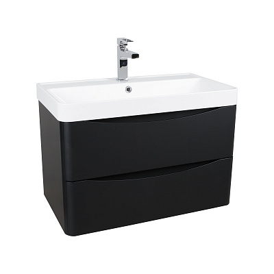 Тумба консольная Aqua Rodos Vista Black-Matt с умывальником Deep 75 см